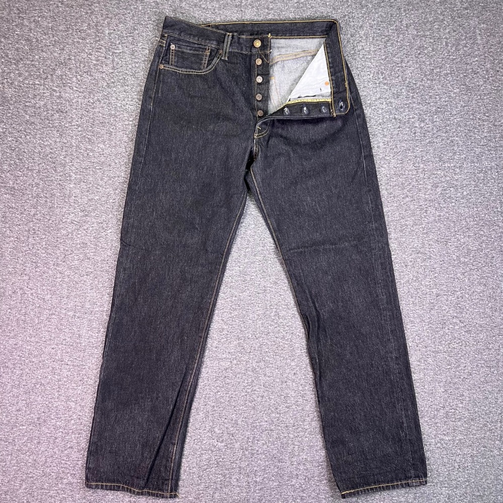 Levis 501 Jeans Mens 34x34 Black Grunge Original Straight Leg Button Fly Classic